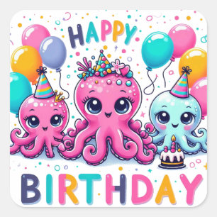 Happy Birthday Quadratischer Aufkleber