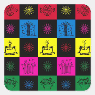 Happy Birthday Quadratischer Aufkleber