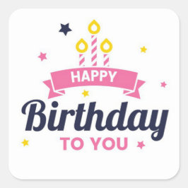 Happy Birthday Quadratischer Aufkleber