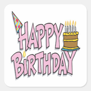 Happy Birthday Quadratischer Aufkleber