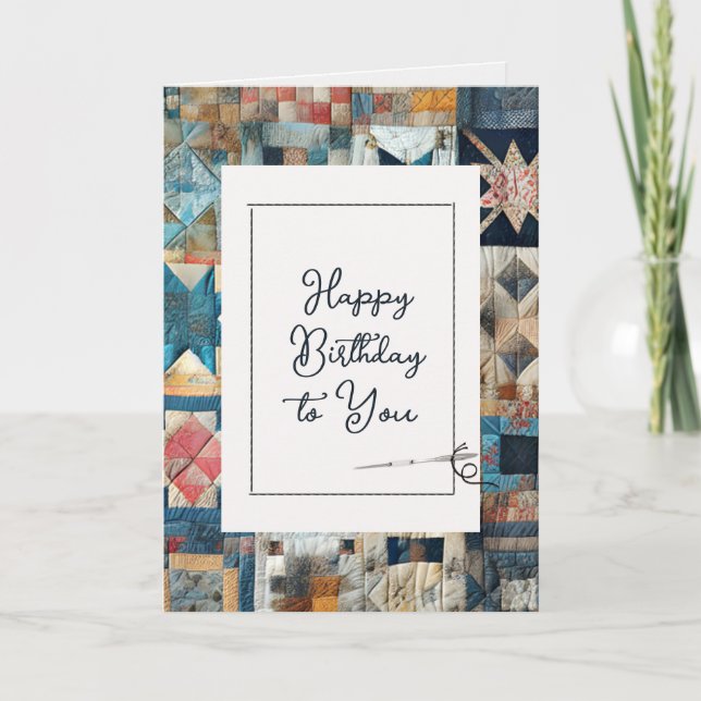 Happy Birthday Quilt Pattern mit Nadel Karte (Vorderseite)