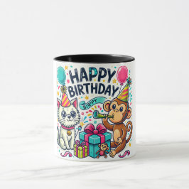 Happy Birthday Quirky Animal Party Tasse