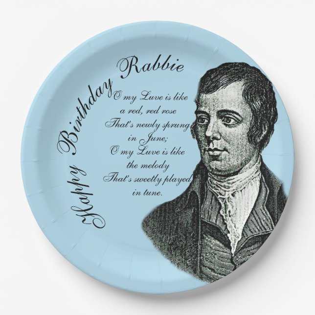 Happy Birthday Rabbie - Robert Burns Large 9" Pappteller (Vorderseite)