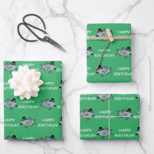 Happy Birthday Raffinierter Fisch Geschenkpapier Set