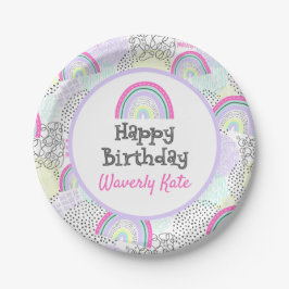 Happy Birthday Rainbow 90's Girl's Kawaii Party Pappteller