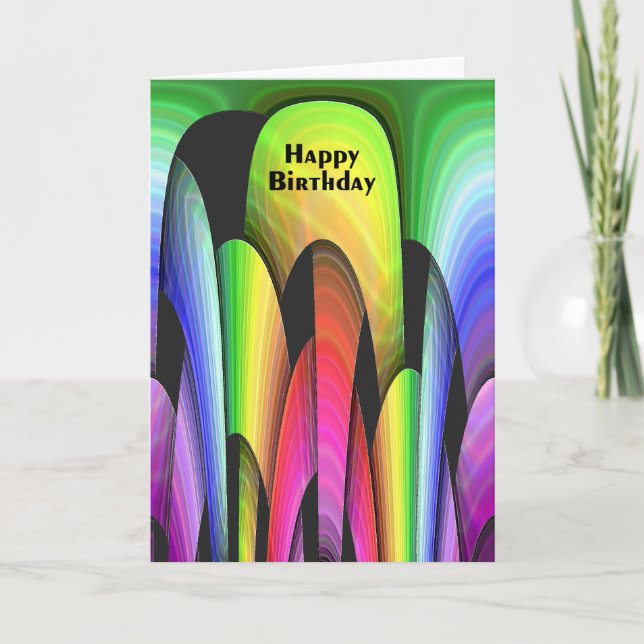 Happy Birthday Rainbow Arch Karte (Vorderseite)