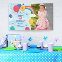 Happy Birthday Rainbow Balloons Custom Photo Text