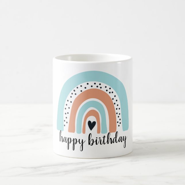 Happy Birthday Rainbow Blue Peach Kaffeetasse (Mittel)