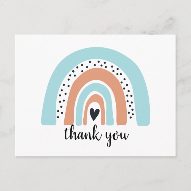 Happy Birthday Rainbow Blue Peach Postkarte (Vorderseite)