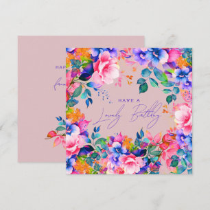 Happy Birthday Rainbow Garden Bloral Blush Karte