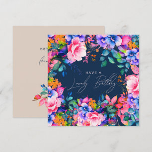 Happy Birthday Rainbow Garden Floral Navy Karte