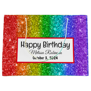 Happy Birthday Rainbow Glitzer Große Geschenktüte