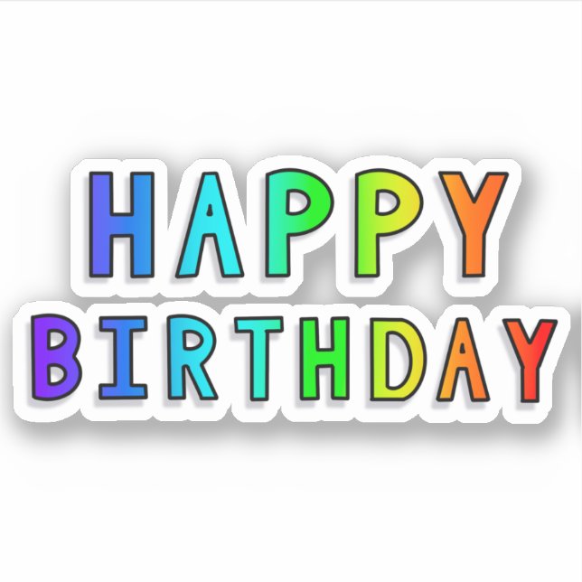 Happy Birthday Rainbow Gradient Aufkleber (Vorderseite)