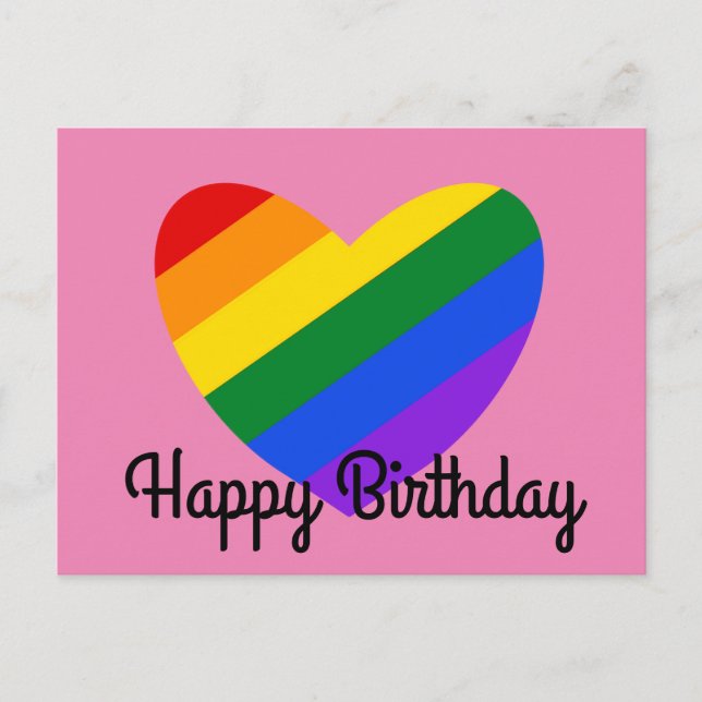 Happy Birthday Rainbow Heart #1 Postcard Postkarte (Vorderseite)
