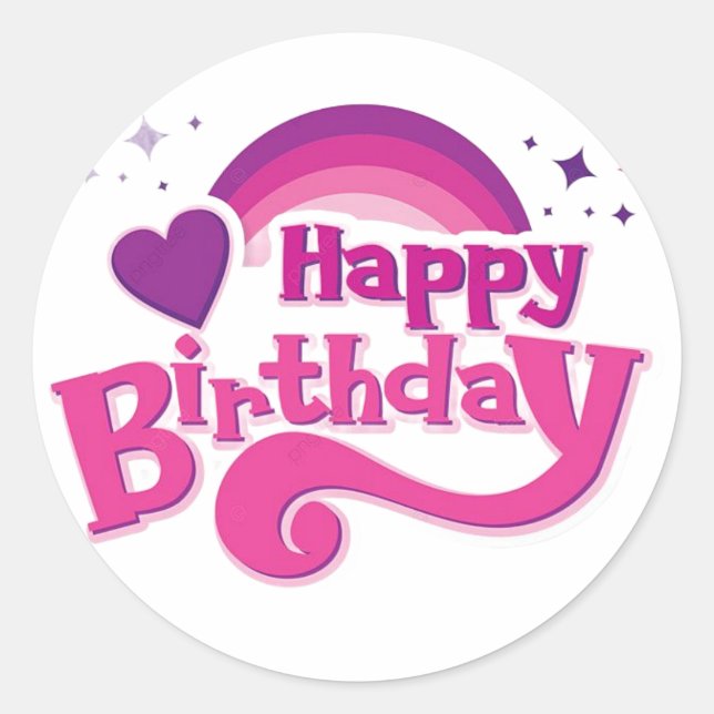 Happy Birthday Rainbow Heart Round Sticker (Vorderseite)