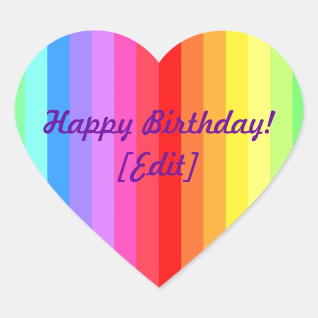 Happy Birthday - Rainbow Heart Stickers (Vorderseite)