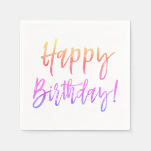 Happy Birthday Rainbow Ombre Napkins Serviette