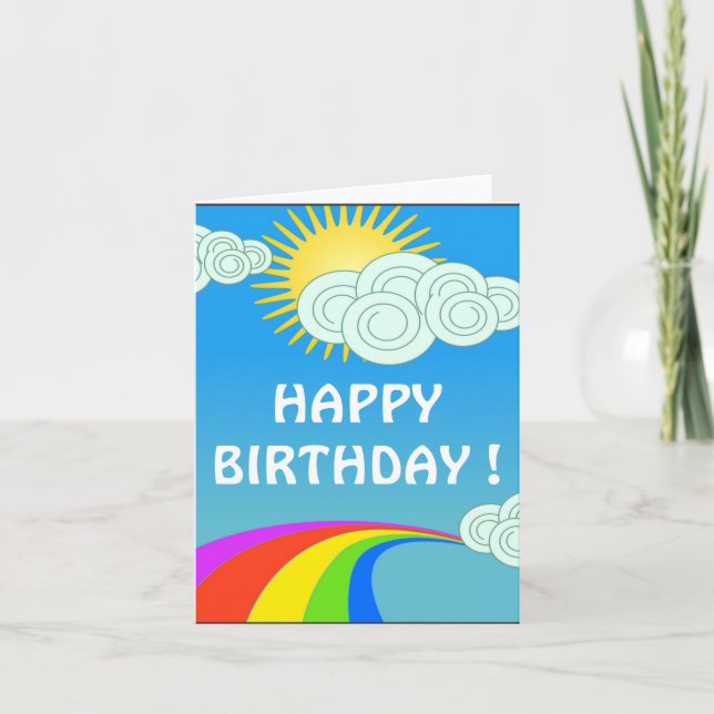"HAPPY BIRTHDAY" RAINBOW SKY KARTE (Vorderseite)