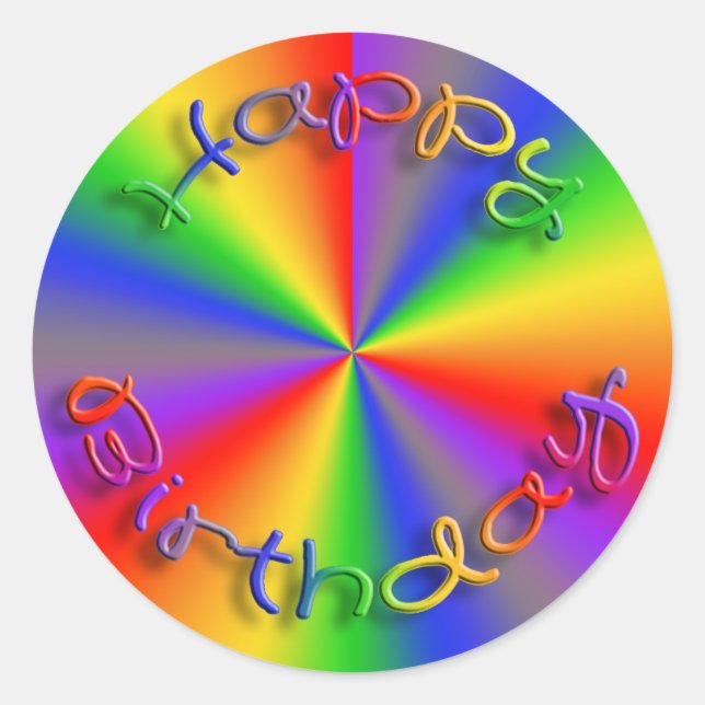 Happy Birthday Rainbow Stickers Template (Vorderseite)