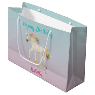 Happy Birthday Rainbow Unicorn Name Große Geschenk Geschenktüte