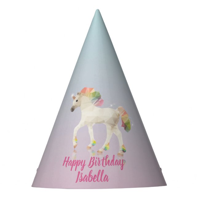 Happy Birthday Rainbow Unicorn Name - Party Hat Partyhütchen (Vorderseite)
