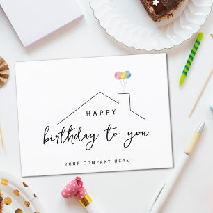 Happy Birthday Realty House Ballons Postkarte