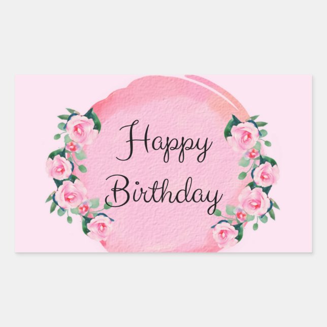 Happy Birthday Rechteckiger Aufkleber (Vorderseite)