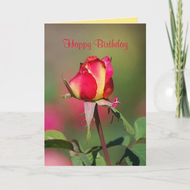 Happy Birthday Red and Yellow Rose Card Karte (Vorderseite)