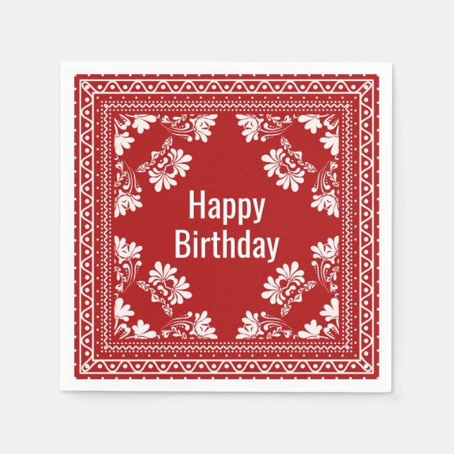 Happy Birthday Red Bandana Serviette (Vorderseite)