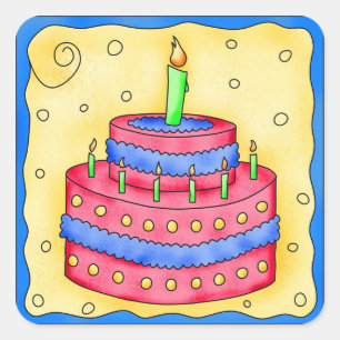 Happy Birthday Red Cake Sticker 1