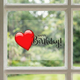 Happy Birthday Red Heart Window Cloning Fensteraufkleber
