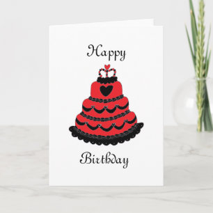 Happy Birthday Red Hearts Gothic Cake Karte