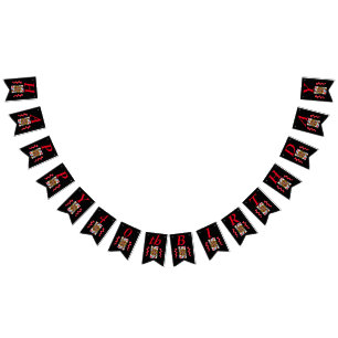 Happy Birthday Red Hearts Queen Playing Card Wimpelkette