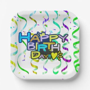Happy Birthday Red mit Confetti Pappteller