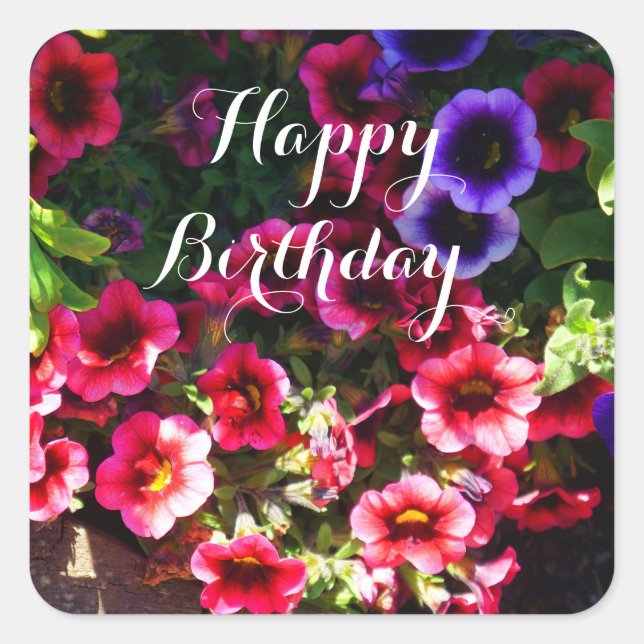 Happy Birthday Red Petunias #1 Stickers (Vorderseite)