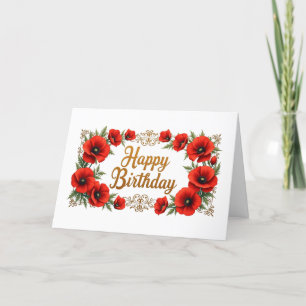 Happy Birthday Red Poppy Blume Dankeskarte