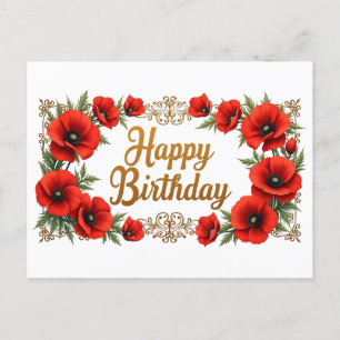 Happy Birthday Red Poppy Blume Postkarte