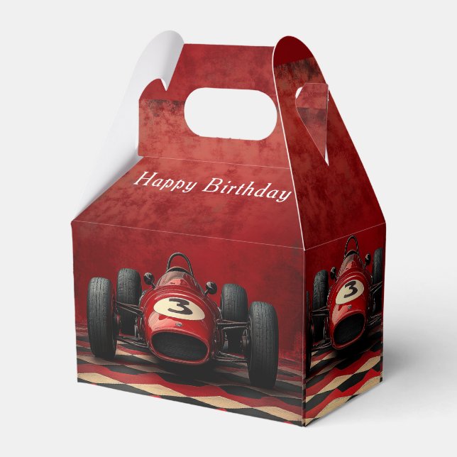 Happy Birthday Red Race Car Geschenkschachtel (Rückseite)