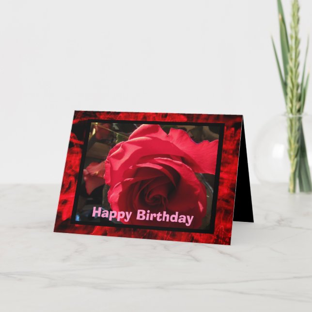 Happy Birthday Red Rose Karte (Vorderseite)