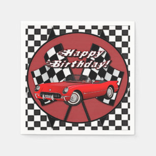 Happy Birthday Red Sports Car Napkins Serviette