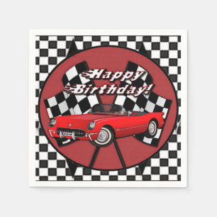 Happy Birthday Red Sports Car Napkins Serviette