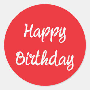 Happy Birthday Red White Trendy Custom Color Runder Aufkleber