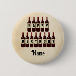 Happy Birthday Red Wine Flaschen individuell angep Button