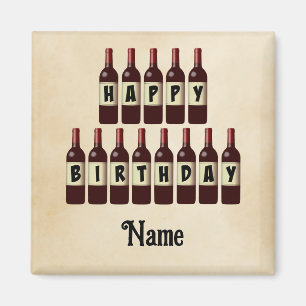 Happy Birthday Red Wine Flaschen individuell angep Magnet