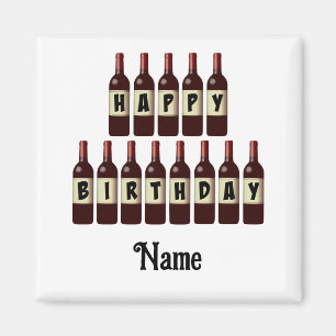 Happy Birthday Red Wine Flaschen individuell angep Magnet