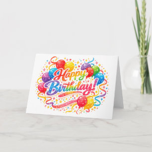 Happy Birthday Regenbogenballons Konfetti  Dankeskarte