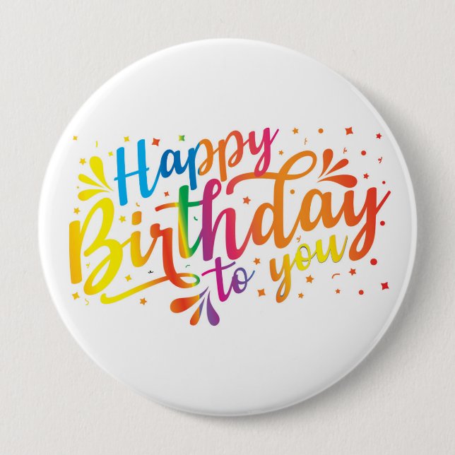 Happy Birthday - Regenbogenfarben Birthday Button (Vorderseite)