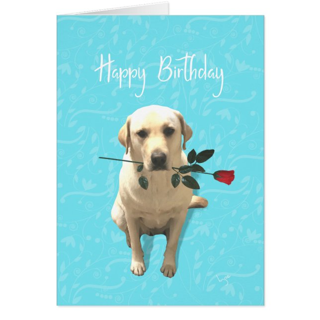Happy Birthday, Retriever Dog mit Rose, Adorable (Vorne)