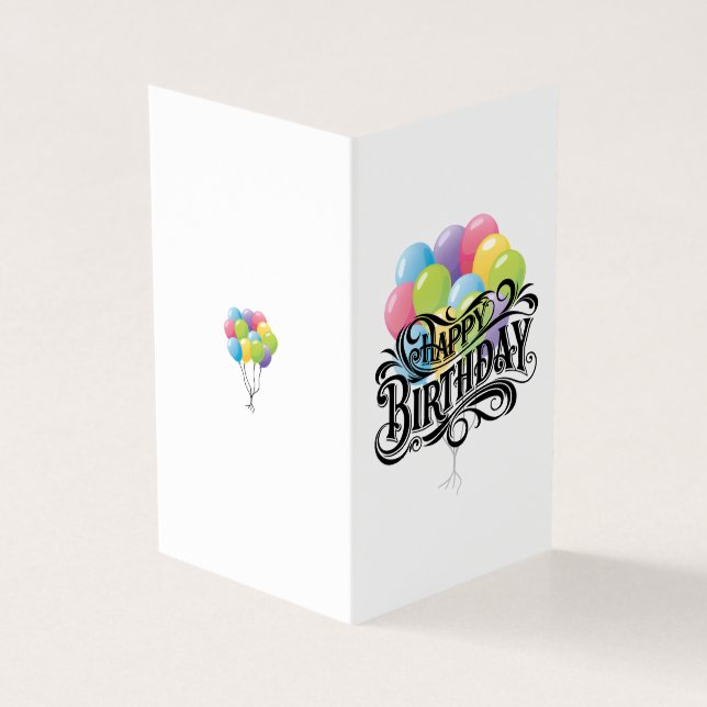 Happy Birthday Retro Card Balloons (Vorderseite)