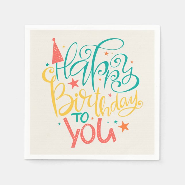 Happy Birthday Retro Design Napkins Serviette (Vorderseite)